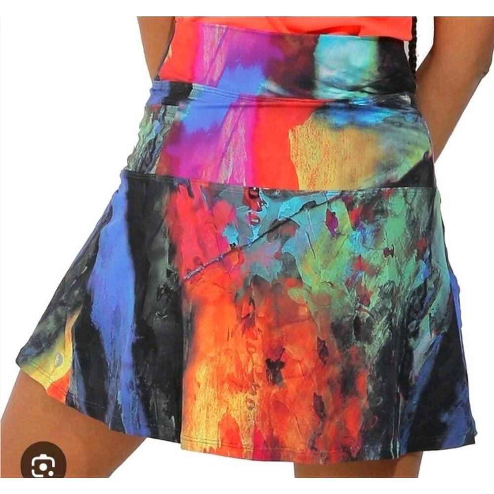 Dona Jo Birdie Skort Sz L (2) Multi Color Activewear Athleisure Skirt Pickleball